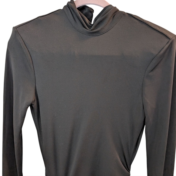 Cinq A Sept Johnson Mock-Neck Wrap-Skirt Midi Dress In Black... Size 8 - Picture 9 of 12